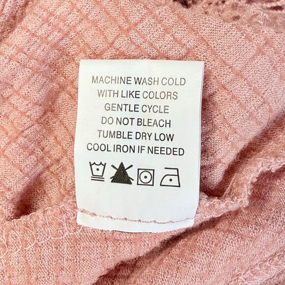 EYESHADOW PINK GAUZE CROCHET BOHO BLOUSE FLOWY HALF SLEEVE SIZE LARGE - Picture 8 of 9